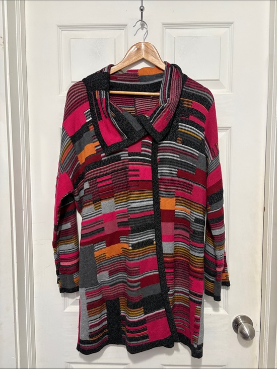 NIC+ZOE Sweaters - Nic & Zoe Multicolour Stripe Open-Front Sweater